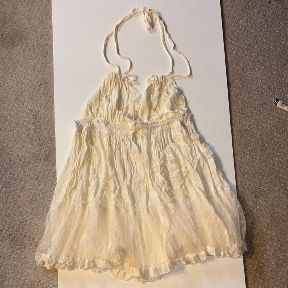 R. Vivimos Elegant Cream Backless Dress